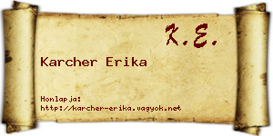 Karcher Erika névjegykártya